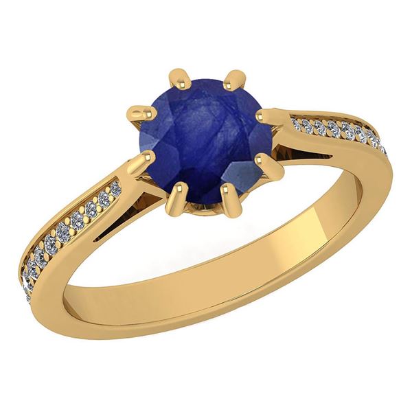 Certified 1.14 Ctw Blue Sapphire And White Diamond Wedd