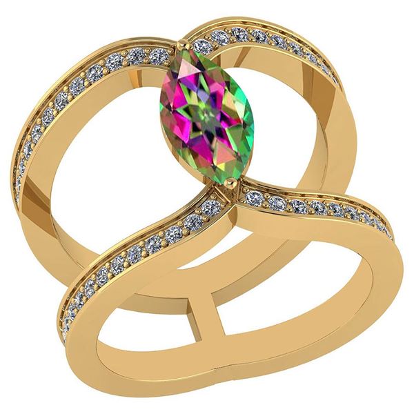 Certified 1.52 Ctw Mystic Topaz And Diamond VS/SI1 Ring