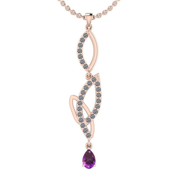 Certified 0.53 Ctw I2/I3 Amethyst And Diamond 10K Rose