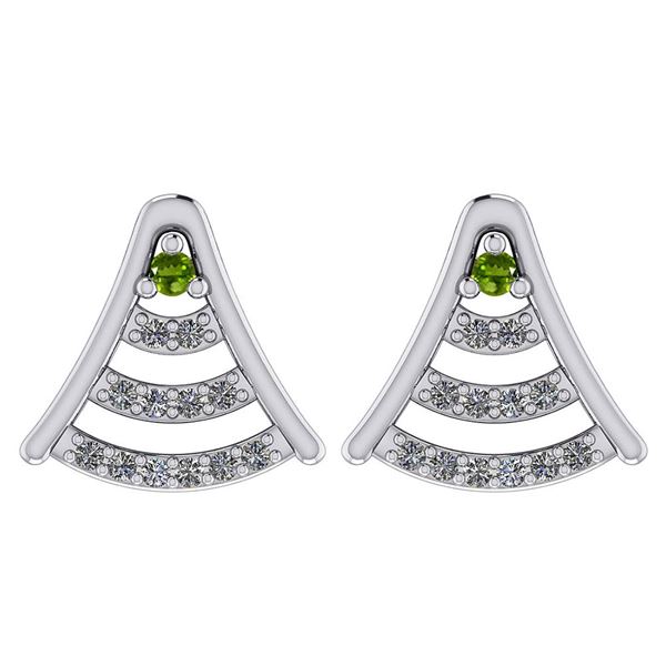 Certified 0.15 Ctw Peridot And Diamond 14k White Gold H
