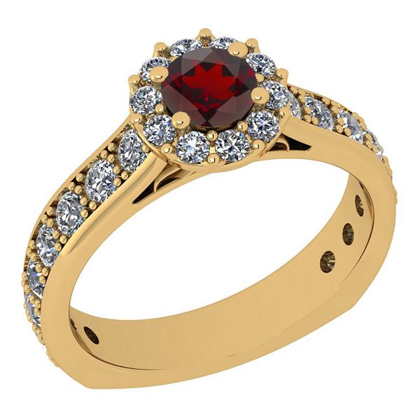 Certified 1.58 Ctw I2/I3 Garnet And Diamond 14K Yellow