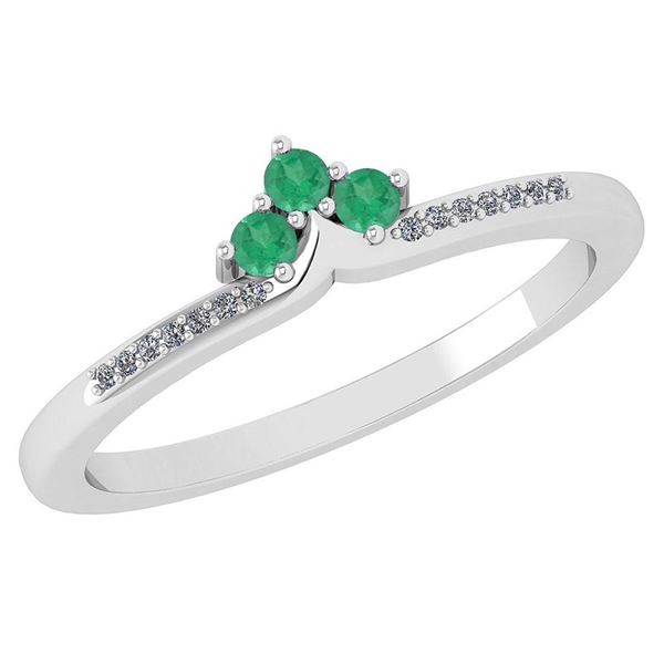 Certified 0.13 Ctw Emerald And Diamond 14k White Gold H
