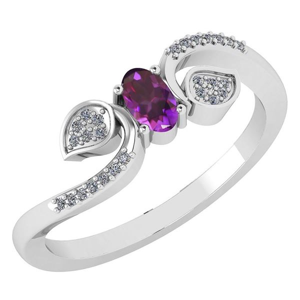 Certified 0.28 CTW Amethyst And Diamond 14k White Gold