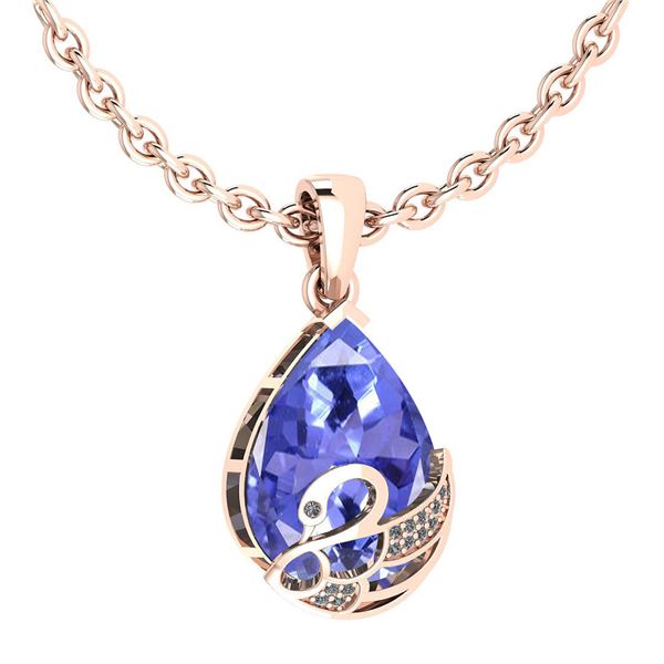 Certified 7.40 Ctw Tanzanite And Diamond VS/SI1 Necklac