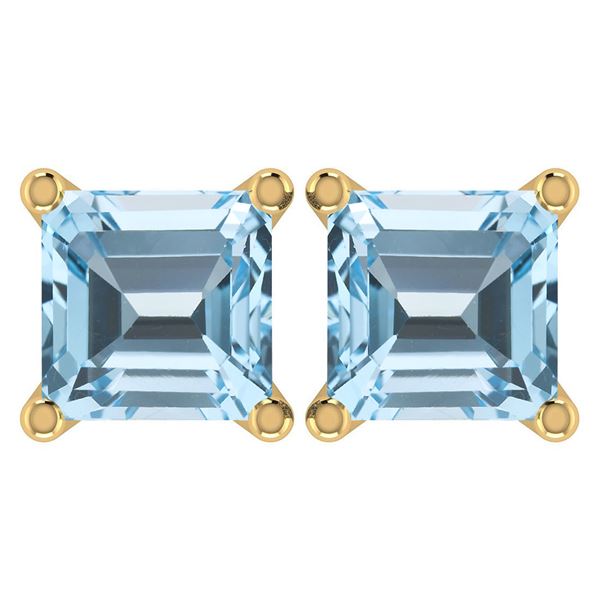 Certified 6.00Ctw Genuine Blue Topaz 14K Yellow Gold St