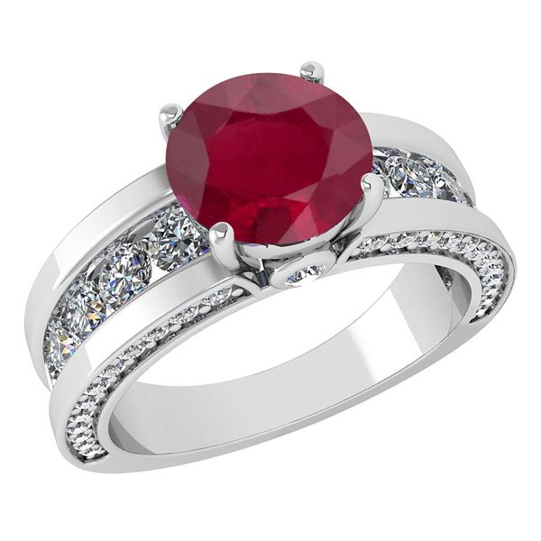 Certified 2.25 Ctw Ruby And Diamond Wedding/Engagement