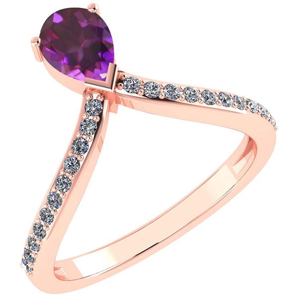 Certified 0.97 Ctw Amethyst And Diamond 14k Rose Gold H