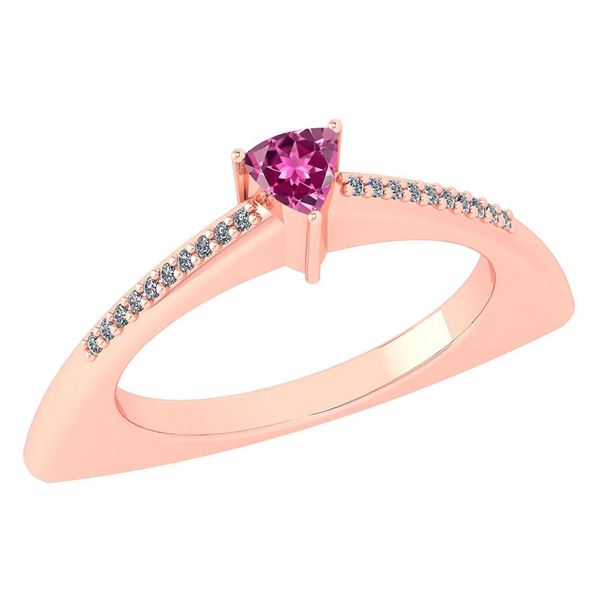 Certified 0.35Ctw Pink Tourmaline And Diamond 14k Rose