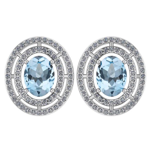 Certified 3.12 Ctw Aquamarine And Diamond 18K White Gol