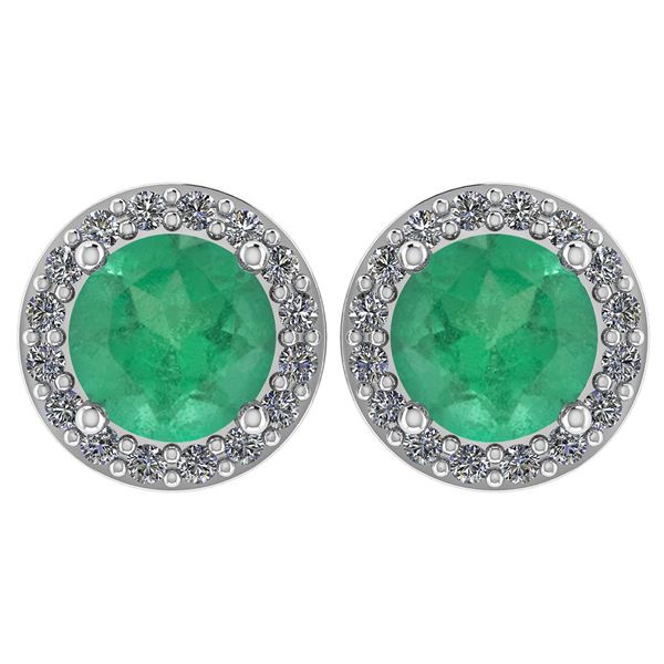Certified 1.6 Ctw Emerald And Diamond 14k White Gold Ha