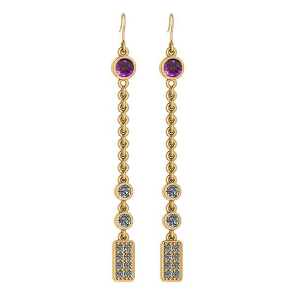 Certified 1.13 Ctw Amethyst And Diamond VS/SI1 Earrings