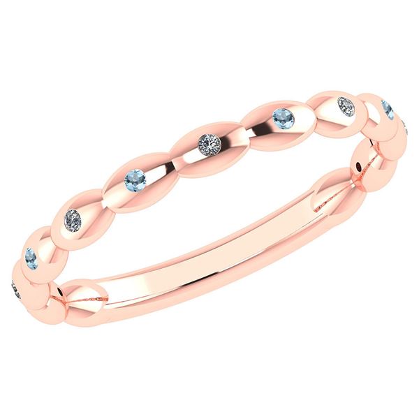 Certified 0.05 Ctw Aquamarine And Diamond 18k Rose Gold