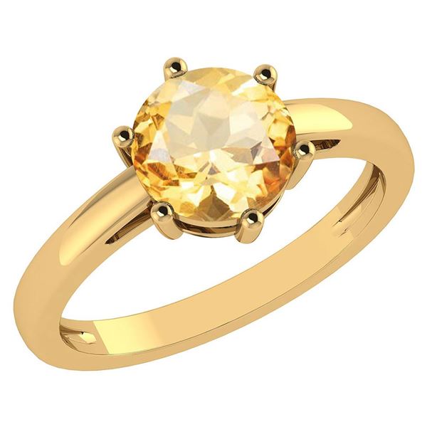 Certified 1.00Ctw Genuine Citrine 14k Yellow Gold Halo