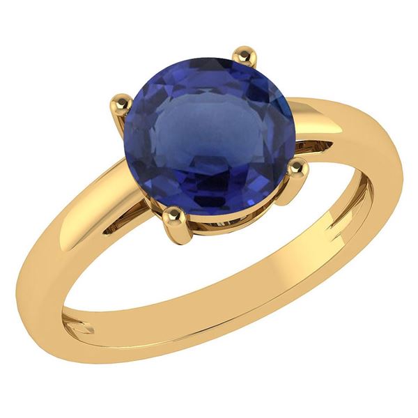 Certified 1.00Ctw Genuine Blue Sapphire 14k Yellow Gold