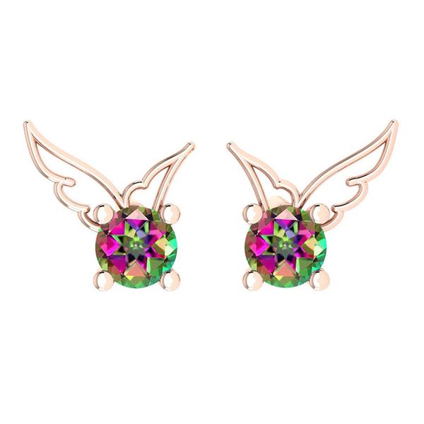 Certified 0.50 Ctw Mystic Topaz Stud Earrings 14K Gold