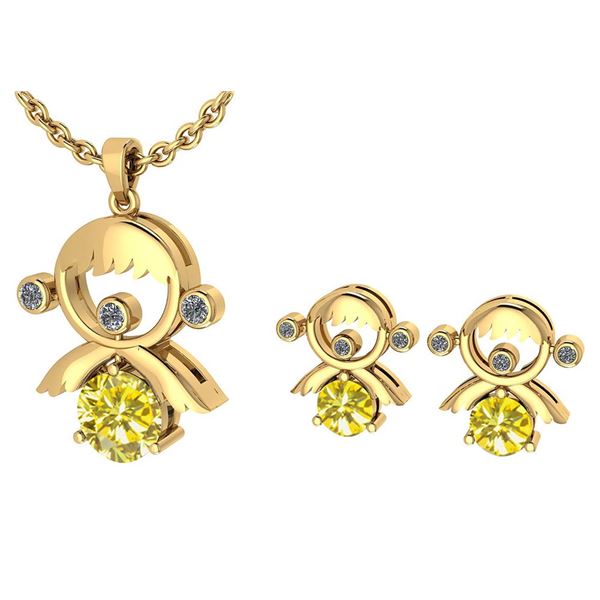 Certified 0.93 Ctw Treated Fancy Yellow Diamond And Whi