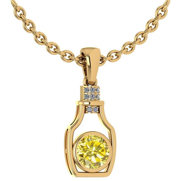 Certified 1.36 Ctw Treated Fancy Yellow Diamond And Whi