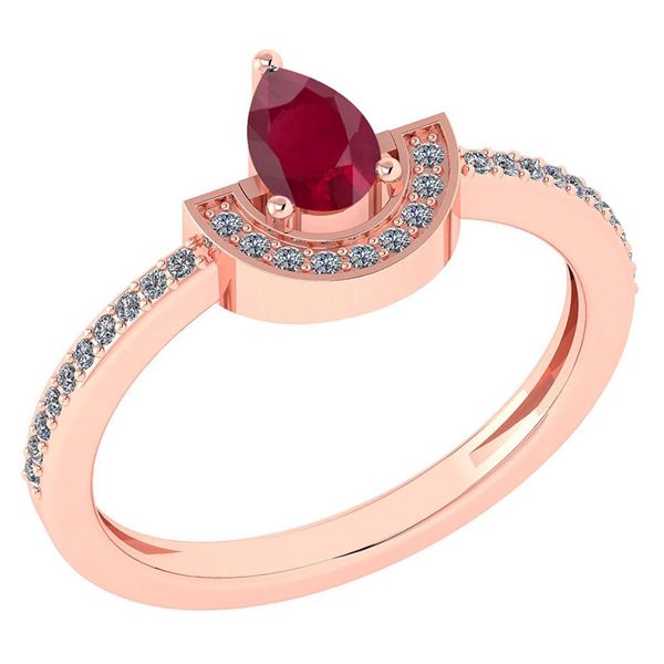 Certified 0.64 Ctw Ruby And Diamond 14k Rose Gold Ring