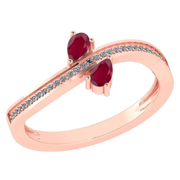 Certified 0.50 Ctw Ruby And Diamond 18K Rose Gold Ring