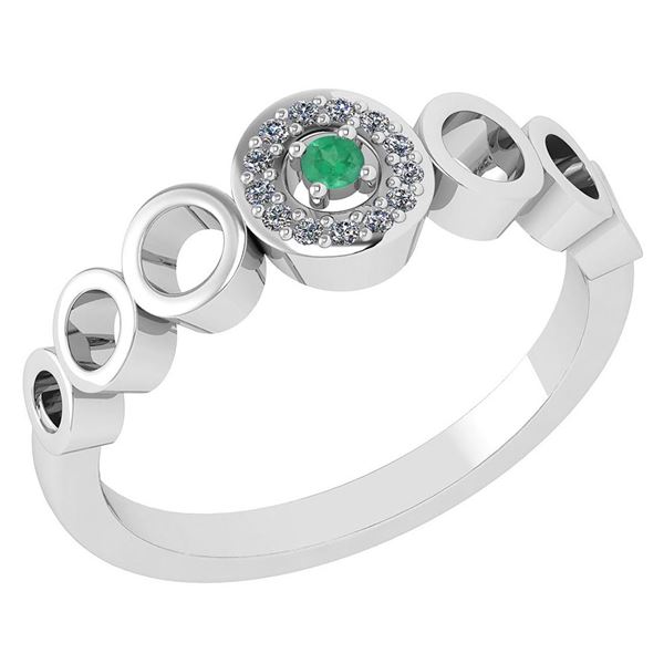 Certified 0.09 Ctw Emerald And Diamond 14k White Gold H
