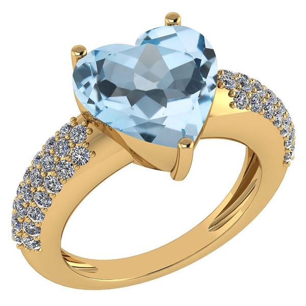 Certified 5.31 Ctw Blue Topaz And Diamond VS/SI1 Ring 1