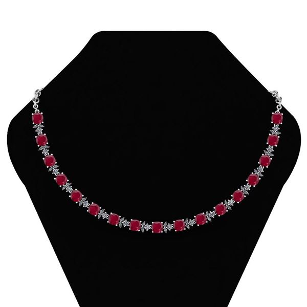 Certified 16.68 Ctw Ruby And Diamond Necklace For Ladie