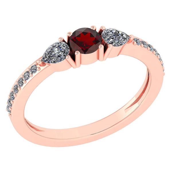 Certified 0.78 Ctw Garnet And Diamond 14k Rose Gold Hal