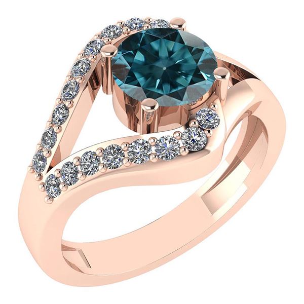 Certified 1.07 Ctw Treated Fancy Blue Diamond I1 And Di