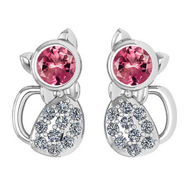 Certified 0.30 Ctw Pink Tourmaline And Diamond 14k Whit