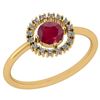 Image 1 : Certified 0.77 Ctw Ruby And Diamond VS/SI1 18K Yellow G
