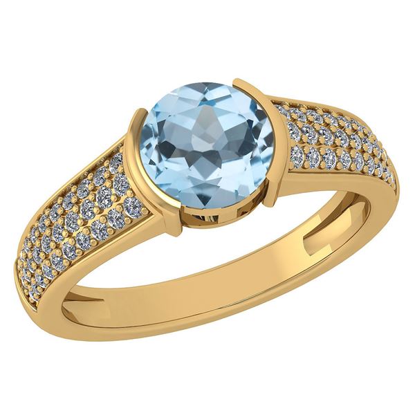 Certified 1.55 Ctw Aquamarine And Diamond 14k Yellow Go