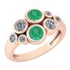 Image 1 : Certified 1.16 Ctw Emerlad And Diamond 14K Rose Gold Ha