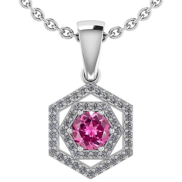 Certified 0.69 Ctw Pink Tourmaline And Diamond 18K Whit