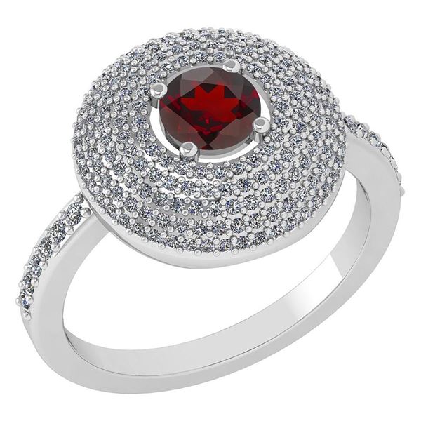 Certified 0.99 CTW Garnet And Diamond 14k White Gold Ha