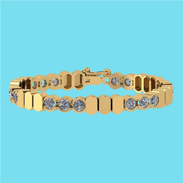 Certified 8.50 Ctw Diamond SI2/I1 14K Yellow Gold Brace