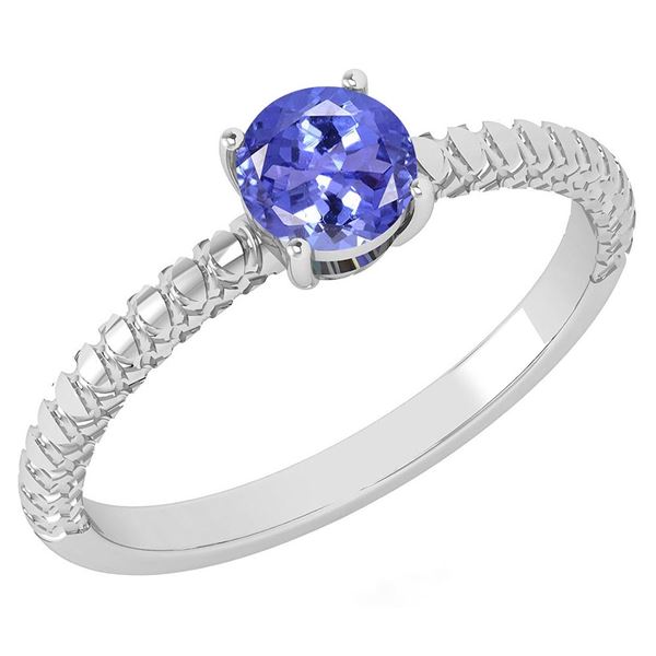 Certified 0.45 Ctw Tanzanite Solitaire Ring with Filigr