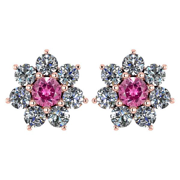 Certified 1.86 Ctw Pink Tourmaline And Diamond 14k Rose