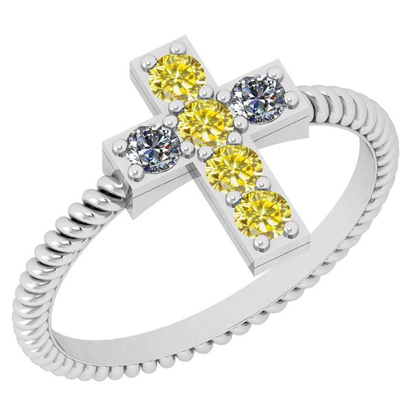 Certified 0.40 Ctw SI2/I1 Treated Fancy Yellow & White