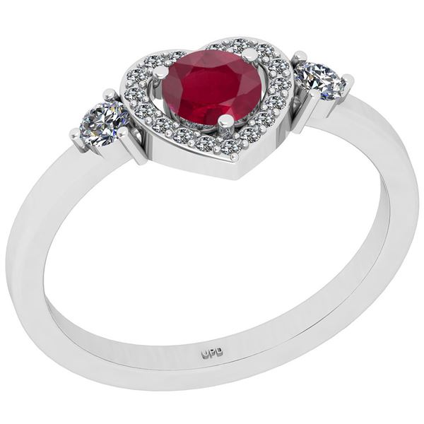 Certified 0.73 Ctw SI2/I1 Ruby And Diamond 14K White Go