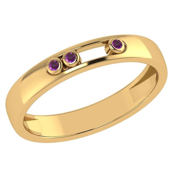 Certified 0.03Ctw Genuine Amethyst 14k Yellow Gold Band