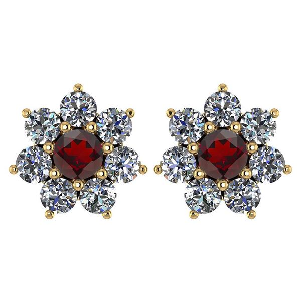 Certified 1.86 Ctw Garnet And Diamond 18K Yellow Gold H