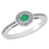 Image 1 : Certified 0.29 Ctw Emerald And Diamond 14k White Gold H