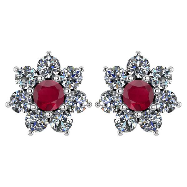 Certified 1.86 Ctw Ruby And Diamond 14k White Gold Halo