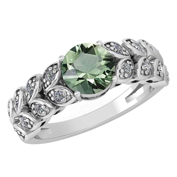 Certified 1.47 Ctw Green Amethyst And Diamond Wedding/E