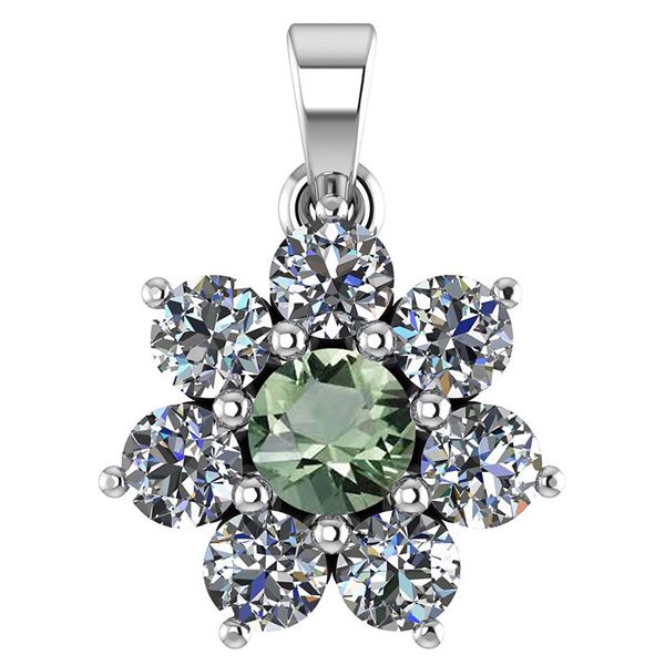 Certified 0.93 Ctw Green Amethyst And Diamond 18K White