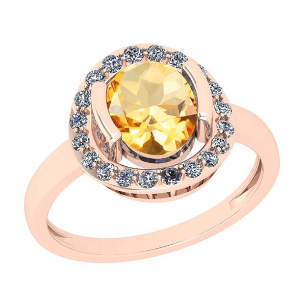 Certified 1.62 Ctw i2/i3 Citrine And Diamond 10k Rose G