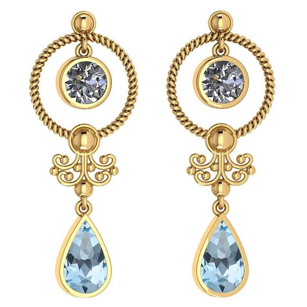 Certified 5.18 Ctw Blue Topaz And Diamond SI2/I1 Dangli