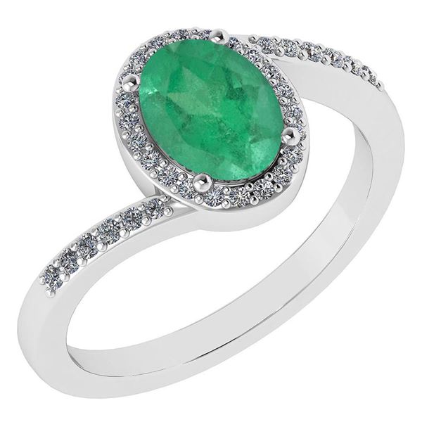 Certified 1.44 Ctw Emerald And Diamond 14k White Gold H