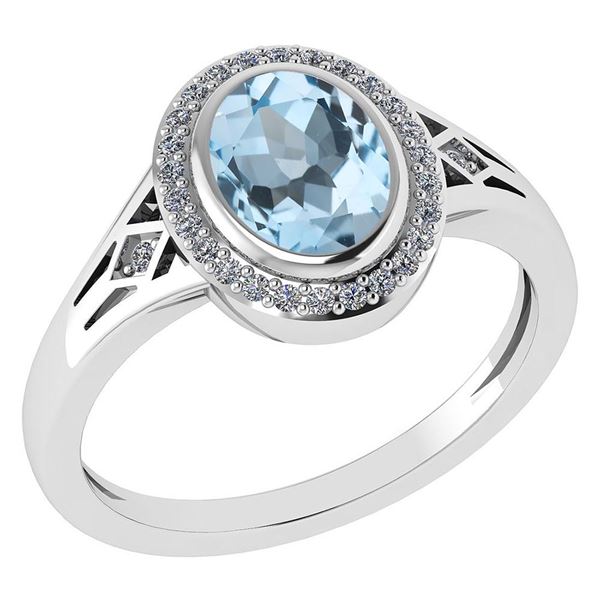 Certified 1.39 Ctw Aquamarine And Diamond 14k White Gol