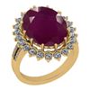 Image 1 : Certified 11.22 Ctw SI2/I1 Ruby And Diamond 14K Yellow